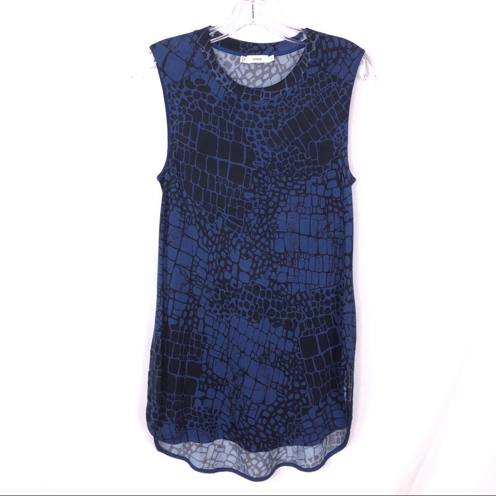 Vince snake print navy black tank